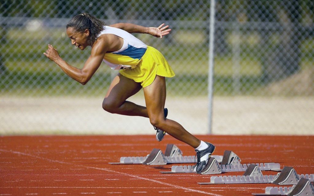 Sprinter at starting block