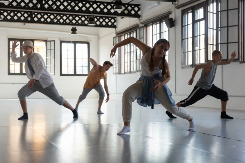 Group of young people dancing